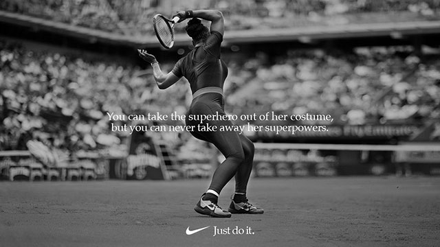 Figura 1.2 Publicidade da Nike e o arquétipo do herói: “Você pode tomar a fantasia de uma heroína, mas você nunca pode tomar seus superpoderes”.  Fonte: https://twitter.com/nike/status/1033211014899060737